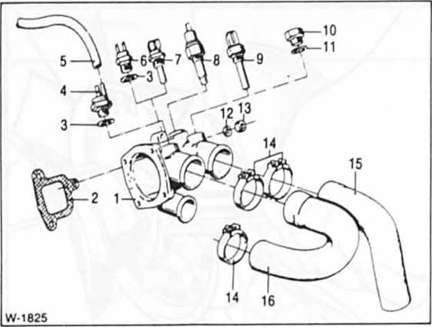 BMW5 Reparaturanleitung. Anschluÿbelegung thermostatgehäuse m30-motor