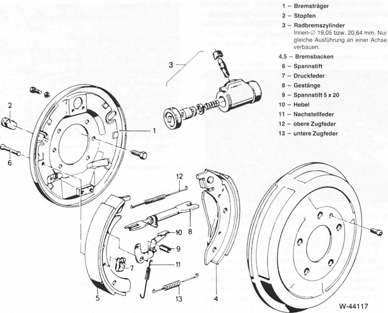 BMW5 Reparaturanleitung. Die hinterrad-trommelbremse